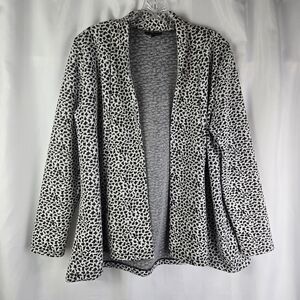 Courtenay Animal Print Black White Spotted Open Front Cardigan Sweater Small